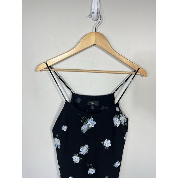 Mossimo Tank Top Women Medium Black Slip Camisole Y2K Coquette Lace Floral - Picture 2 of 9